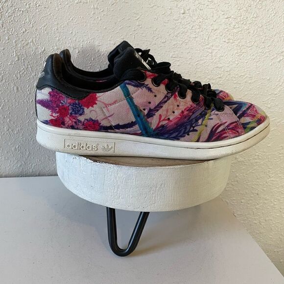 Adidas Stan Smith Floral Paint Shoes Size 7 EUC - Picture 5 of 7